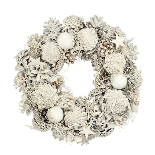 Wianek Winter Cone ⌀30cm white - id: 815-543 - marki Dekoria - 175629502 Wianek Winter Cone ⌀30cm white ze sklepu dekoria.pl w kategorii Dekoracje bożonarodzeniowe - zdjęcie 175629502