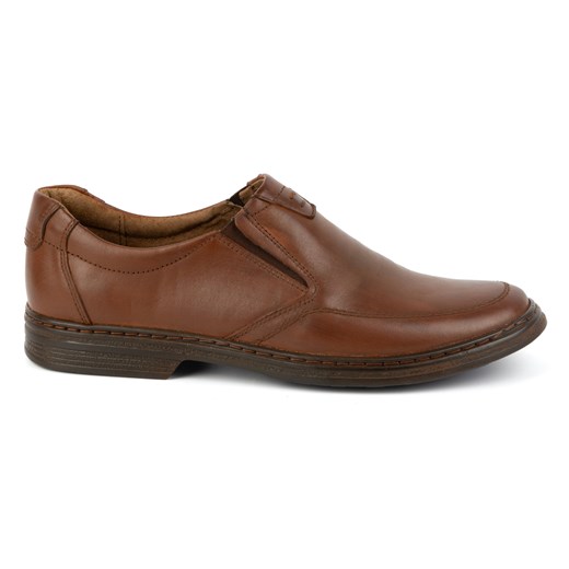 Buty męskie ze skóry naturalnej slip-on 854K brązowe ze sklepu butyolivier w kategorii Półbuty męskie - zdjęcie 175631260