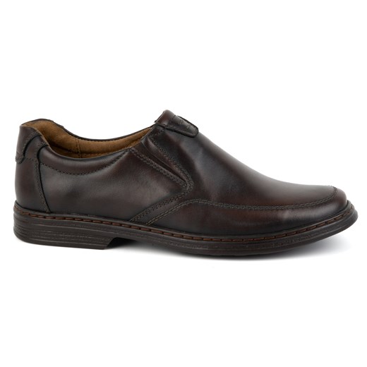 Buty męskie ze skóry naturalnej slip-on 854K ciemny brązowe ze sklepu butyolivier w kategorii Półbuty męskie - zdjęcie 175631274