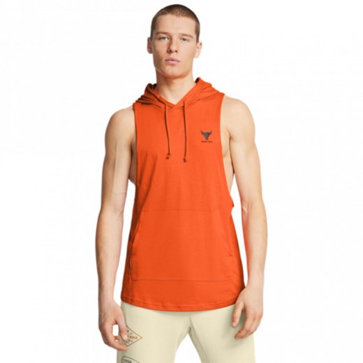 Męski top treningowy Under Armour UA Men\'s Project Rock Sleeveless Hoodie - pomarańczowy ze sklepu Sportstylestory.com w kategorii T-shirty męskie - zdjęcie 175631562