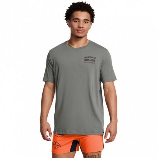 Męski t-shirt z nadrukiem Under Armour UA Project Rock Tools Of The Trade Short Sleeve - zielony ze sklepu Sportstylestory.com w kategorii T-shirty męskie - zdjęcie 175631584