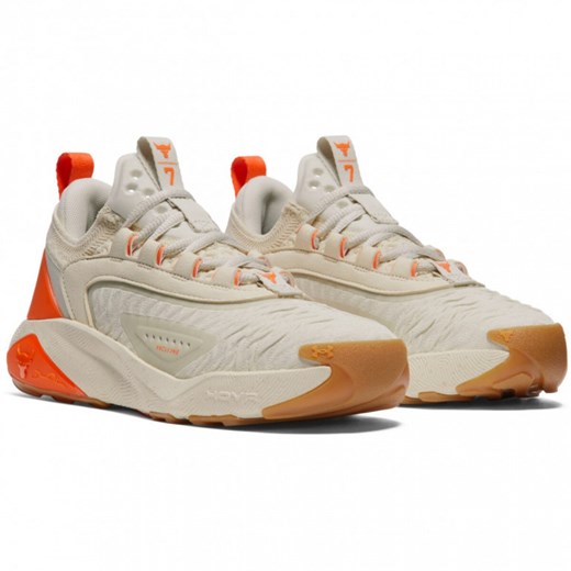 Damskie buty treningowe crossfit Under Armour UA W Project Rock 7 - beżowe ze sklepu Sportstylestory.com w kategorii Buty sportowe damskie - zdjęcie 175631650