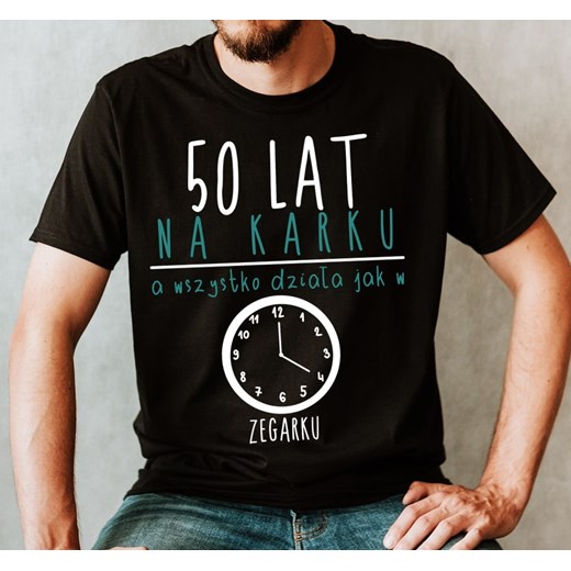 śmieszna koszulka na 50 urodziny 50 lat na karku ze sklepu Time For Fashion w kategorii T-shirty męskie - zdjęcie 175638233