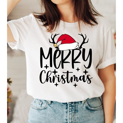 DAMSKA KOSZULKA merry christmas na święta ze sklepu Time For Fashion w kategorii Bluzki damskie - zdjęcie 175639352