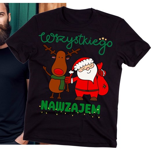 Męska koszulka z życzeniami na święta wszystkiego nawzajem ze sklepu Time For Fashion w kategorii T-shirty męskie - zdjęcie 175639730