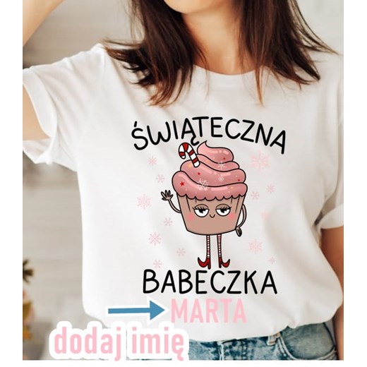 koszulka świąteczna babeczka Z IMIENIEM na prezent ze sklepu Time For Fashion w kategorii Bluzki damskie - zdjęcie 175639853