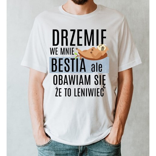 Fajna męska koszulka drzemie we mnie bestia ze sklepu Time For Fashion w kategorii T-shirty męskie - zdjęcie 175640454