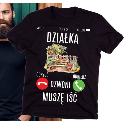 Koszulka dla dziadka działkowca - działka dzwoni musze iść ze sklepu Time For Fashion w kategorii T-shirty męskie - zdjęcie 175640862