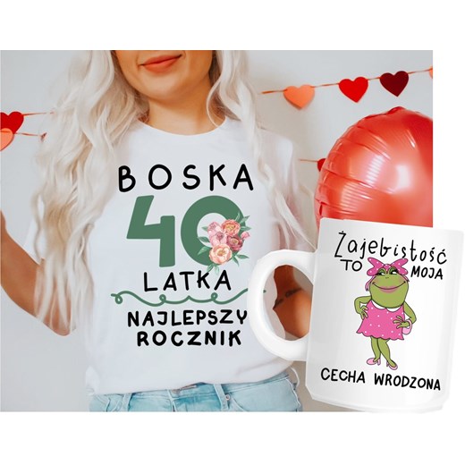 PREZENT na 40 urodziny dla kobiety - koszulka plus kubek ze sklepu Time For Fashion w kategorii Bluzki damskie - zdjęcie 175641144