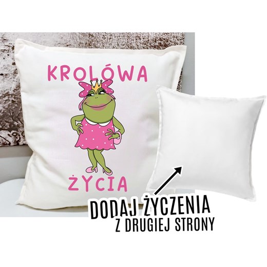 PODUSZKA Z ŻYCZENIAMI NA PREZENT KRÓLOWA ŻYCIA ze sklepu Time For Fashion w kategorii Poduszki dekoracyjne - zdjęcie 175641173