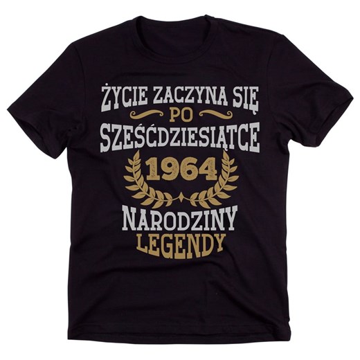 Męska Koszulka NA 60 Urodziny życie zaczyna się po 60 ze sklepu Time For Fashion w kategorii T-shirty męskie - zdjęcie 175641184