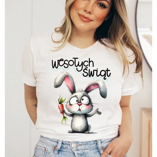 damska koszulka na wielkanoc WESOŁYCH ŚWIĄT ze sklepu Time For Fashion w kategorii Bluzki damskie - zdjęcie 175641662