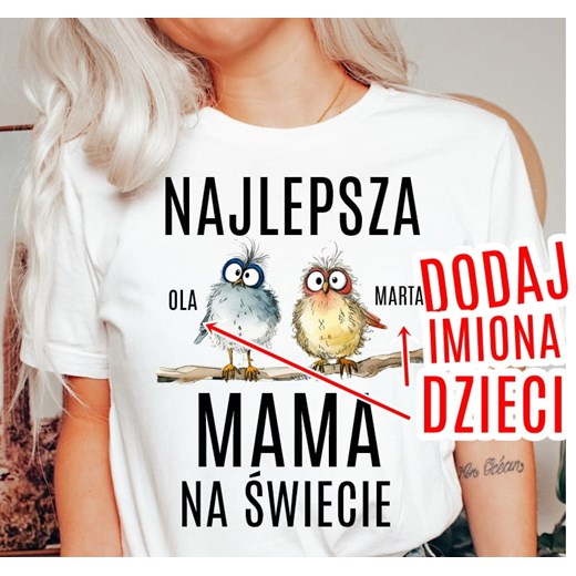 Koszulka na dzień mamy - NAJLEPSZA MAMA NA ŚWIECIE Z DWÓJKĄ DZIECI ze sklepu Time For Fashion w kategorii Bluzki damskie - zdjęcie 175641801