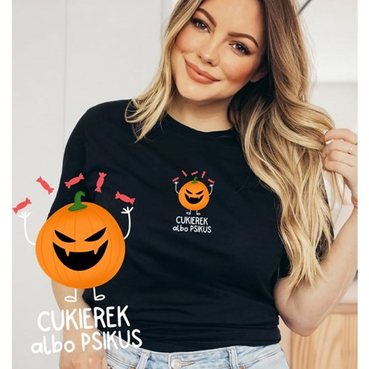 CZARNA koszulka na halloween ze sklepu Time For Fashion w kategorii Bluzki damskie - zdjęcie 175642480