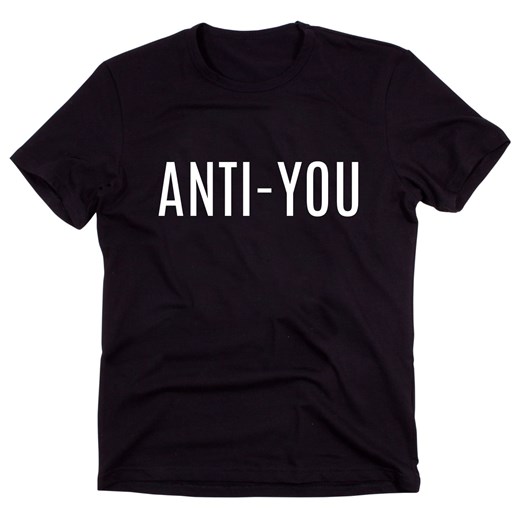 Czarny Klasyczny T-shirt "ANTI-YOU" ze sklepu Time For Fashion w kategorii Bluzki damskie - zdjęcie 175642950