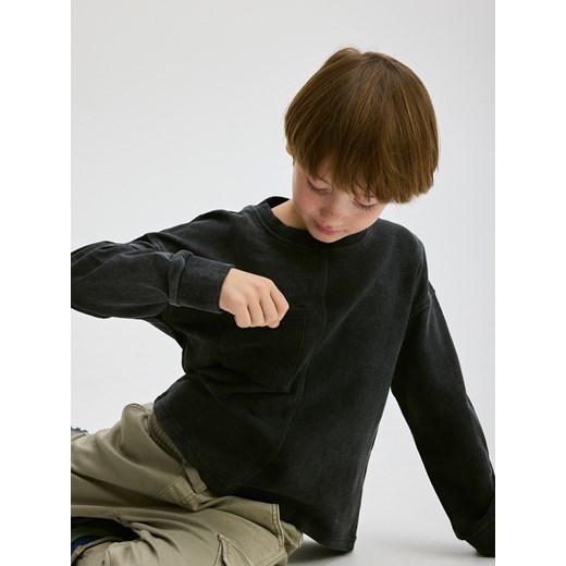 Reserved - Bawełniany longsleeve - ciemnoszary Reserved 164 (13 lat) Reserved