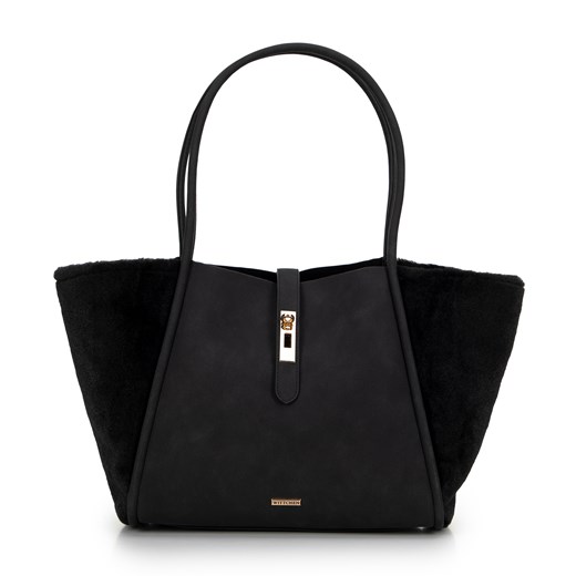 Damska shopperka z ekoskóry i sztucznego futerka czarna ze sklepu WITTCHEN w kategorii Torby Shopper bag - zdjęcie 175649921