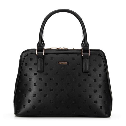 Damska shopperka z tłoczonym monogramem na przodzie czarna ze sklepu WITTCHEN w kategorii Torby Shopper bag - zdjęcie 175649944