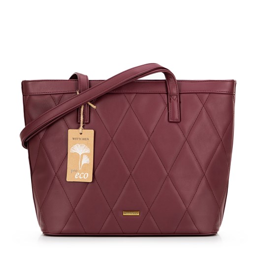 Damska shopperka ze skóry ekologicznej w pikowanie bordowa ze sklepu WITTCHEN w kategorii Torby Shopper bag - zdjęcie 175649950