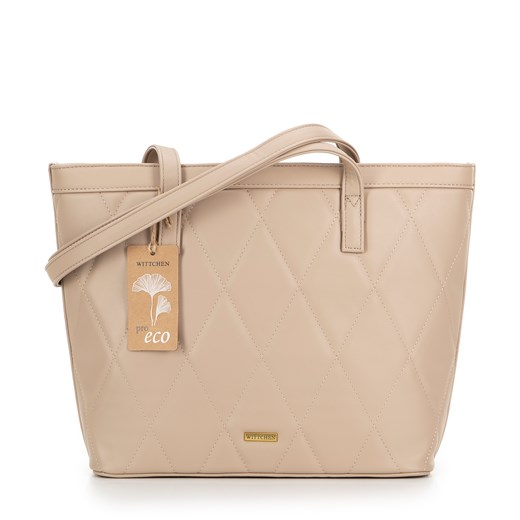 Damska shopperka ze skóry ekologicznej w pikowanie beżowa ze sklepu WITTCHEN w kategorii Torby Shopper bag - zdjęcie 175649951