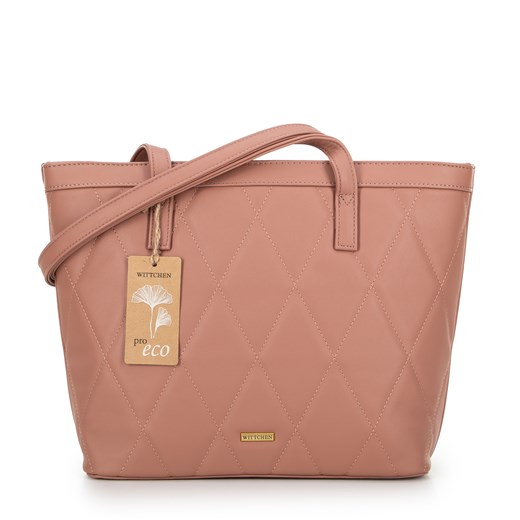 Damska shopperka ze skóry ekologicznej w pikowanie różowa ze sklepu WITTCHEN w kategorii Torby Shopper bag - zdjęcie 175649952