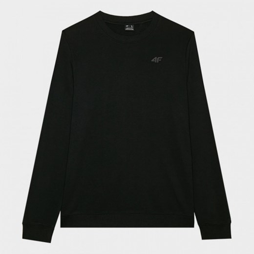 Męska bluza dresowa nierozpinana bez kaptura 4F 4FWMM00TSWSM1767 - czarna ze sklepu Sportstylestory.com w kategorii Bluzy męskie - zdjęcie 175652391