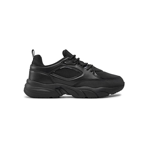 Buty sportowe damskie czarne Calvin Klein sneakersy na lato na płaskiej podeszwie wiązane z tkaniny