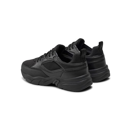 Buty sportowe damskie Calvin Klein sneakersy czarne wiązane na płaskiej podeszwie z tkaniny