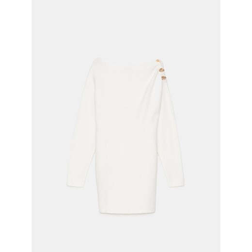 Mohito - Swetrowa biała sukienka mini - biały Mohito L Mohito