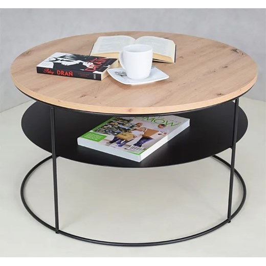 Industrialny stolik kawowy dąb artisan - Karolis 4X Elior One Size Edinos.pl