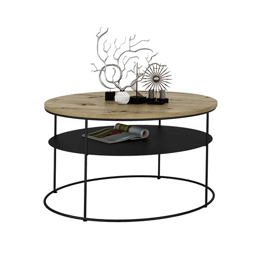Industrialny stolik kawowy dąb artisan - Karolis 4X Elior One Size Edinos.pl