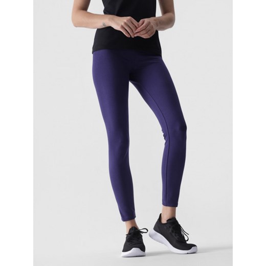 Damskie legginsy dzianinowe 4F 4FWMM00TTIGF195 - granatowe ze sklepu Sportstylestory.com w kategorii Spodnie damskie - zdjęcie 175671162