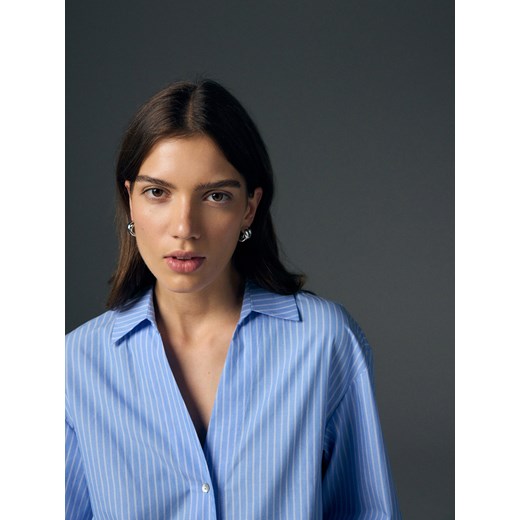 Reserved - Bawełniana koszula w paski - jasnoniebieski Reserved L Reserved