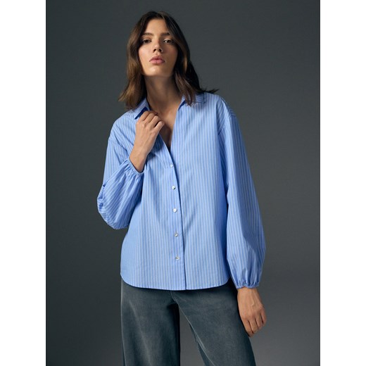 Reserved - Bawełniana koszula w paski - jasnoniebieski Reserved S Reserved