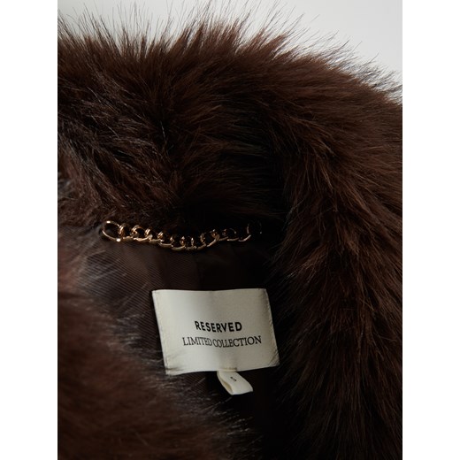 Reserved - Kurtka ze sztucznego futerka - ciemnobrązowy Reserved M Reserved
