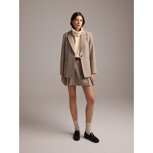 Reserved - Marynarka z wełną w jodełkę - wielobarwny ze sklepu Reserved w kategorii Marynarki damskie - zdjęcie 175677924