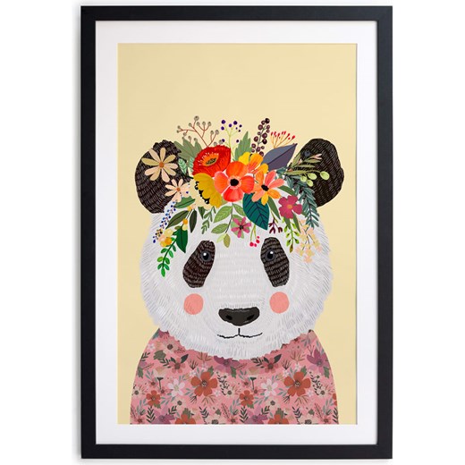 Folkifreckles Druk artystyczny &quot;Floral Panda&quot; w ramce - 40 x 60 cm ze sklepu Limango Polska w kategorii Obrazy - zdjęcie 175686680