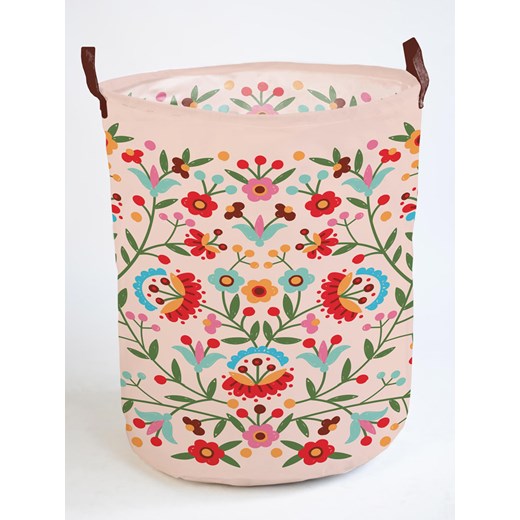Folkifreckles Kosz &quot;Mexican Flowers&quot; w kolorze jasnoróżowym ze wzorem na pranie - 40 x 50 cm ze sklepu Limango Polska w kategorii Kosze i pudełka na zabawki - zdjęcie 175686682