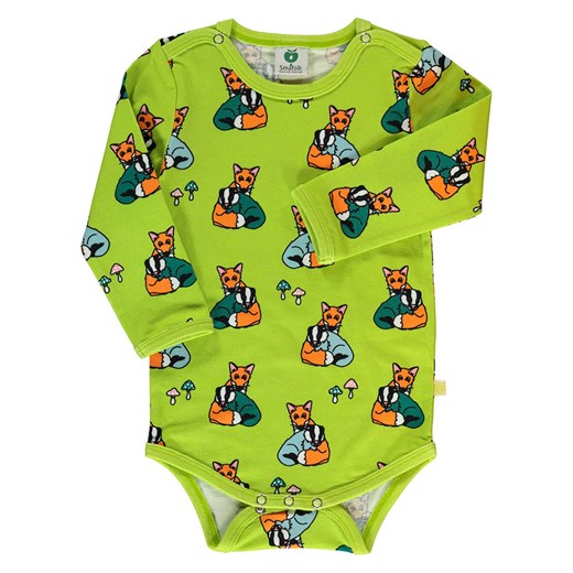 Småfolk Body &quot;Fox &amp; Badger&quot; w kolorze jasnozielonym ze wzorem ze sklepu Limango Polska w kategorii Body niemowlęce - zdjęcie 175687523