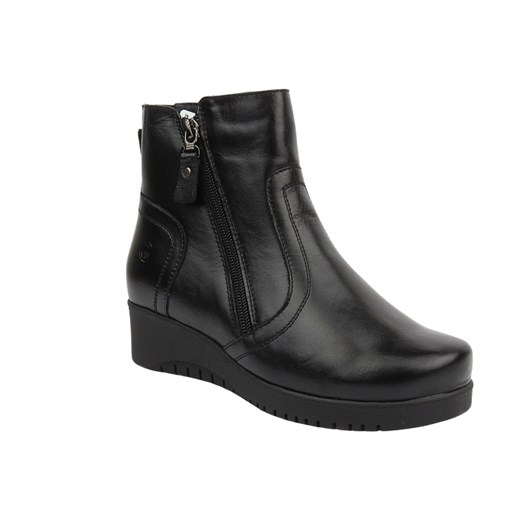 Wygodne, skórzane botki damskie na delikatnym koturnie - Galant 729, czarne Galant 36 ulubioneobuwie