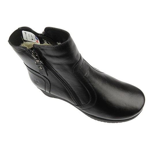 Wygodne, skórzane botki damskie na delikatnym koturnie - Galant 729, czarne Galant 36 ulubioneobuwie