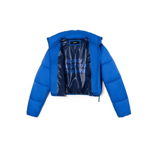 Cropp - Krótka niebieska kurtka puffer - niebieski ze sklepu Cropp w kategorii Kurtki damskie - zdjęcie 175695374