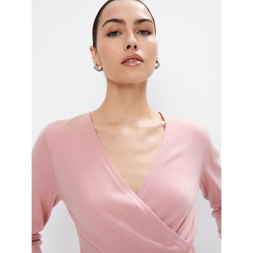 Mohito - Sweter z kopertowym dekoltem - różowy Mohito XS Mohito