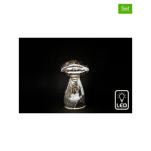 SiL Interiors Lampy dekoracyjne (2 szt.) &quot;Mushroom&quot; w kolorze srebrnym - wys. 14 cm ze sklepu Limango Polska w kategorii Dekoracje bożonarodzeniowe - zdjęcie 175716053