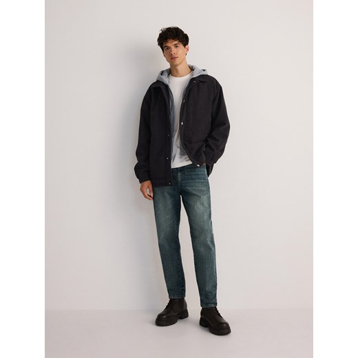 Reserved - Jeansy carrot z efektem sprania - indigo jeans Reserved 33 Reserved