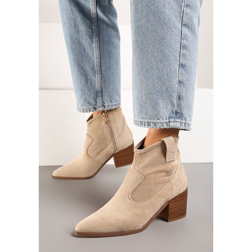 Botki Renee boho na zamek na obcasie 