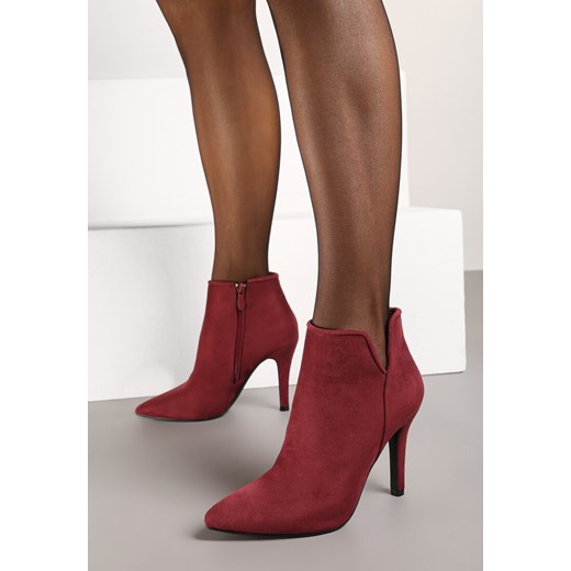 Botki Born2be na szpilce na zamek czerwone eleganckie 