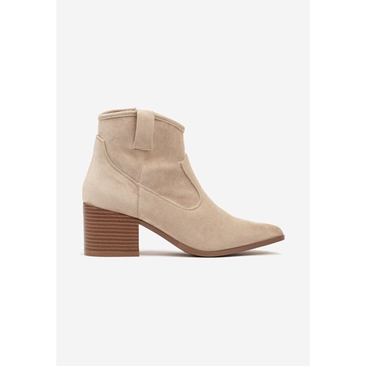 Botki beżowe Born2be na zamek eleganckie 