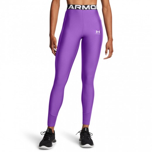Damskie legginsy treningowe Under Armour Heatgear Rib Legging - fioletowe ze sklepu Sportstylestory.com w kategorii Spodnie damskie - zdjęcie 175720341