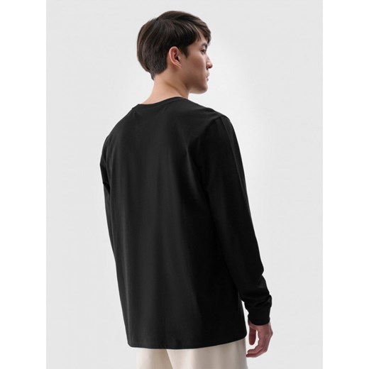Męski longsleeve basic 4F 4FWMM00TLONM432 - czarny ze sklepu Sportstylestory.com w kategorii T-shirty męskie - zdjęcie 175720552